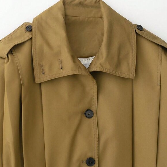 Casual Women's Pleated Jacket Long Sleeve Cropped Coat Trench Jackets Stre - Picture 4 of 11